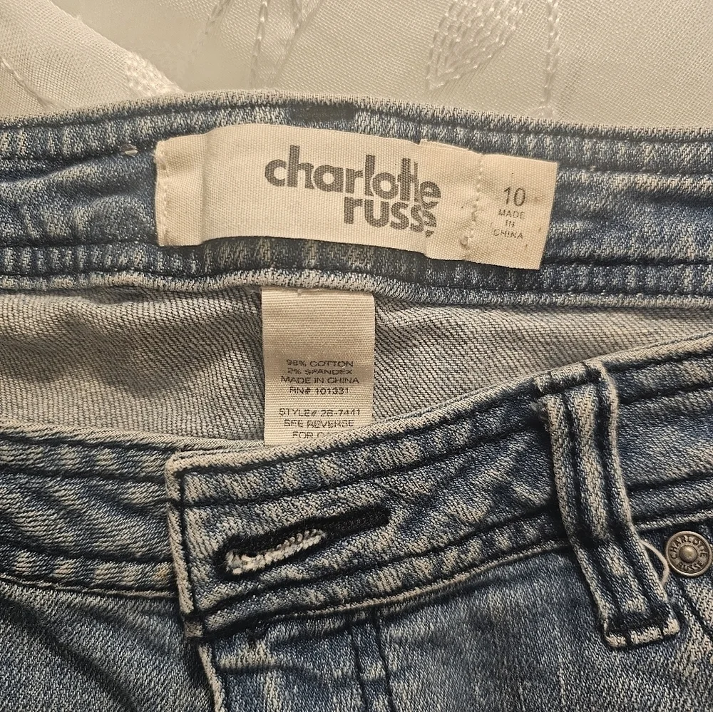 Charlotte Russe denim distressed long chic womens shorts size 10